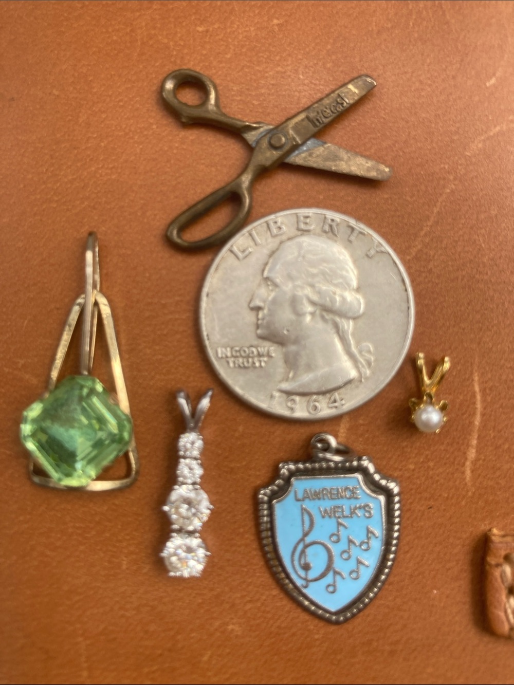 Vintage Sterling Enamel Brass Pearl Gold Charms